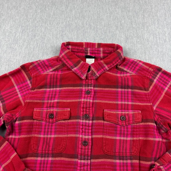 Patagonia Shirt Womens 6 Red Plaid Long Sleeve Fjord Flannel Organic Cotton - Picture 2 of 11